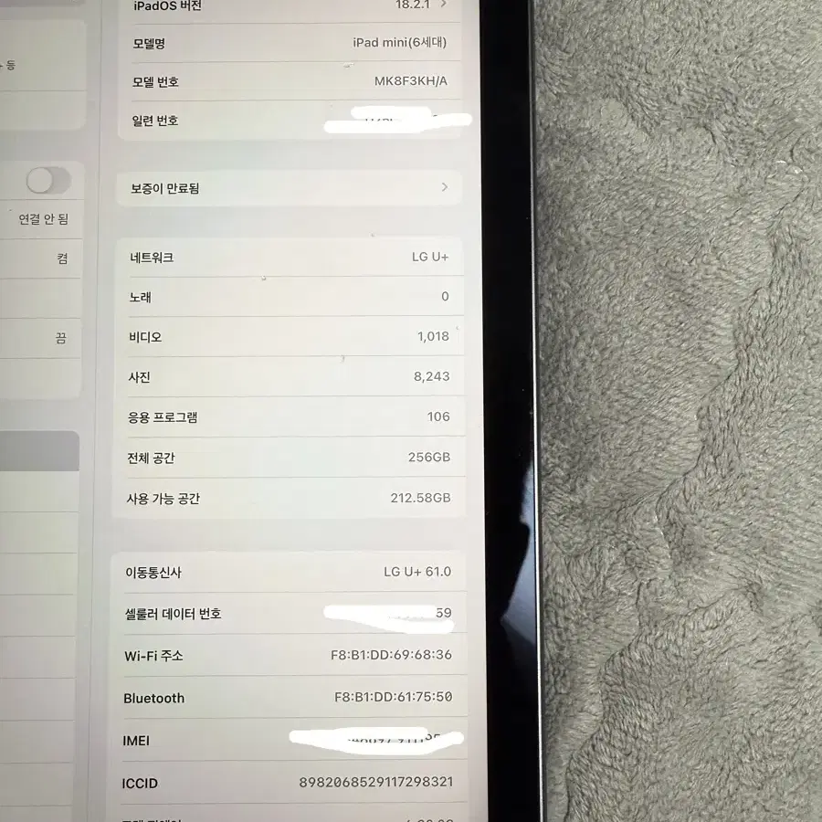 아이패드 미니6 256G 셀룰러 스그