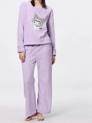 쿠로미xGU 룸웨어 S 마시멜로 필 라운지 세트 KUROMI 보라색