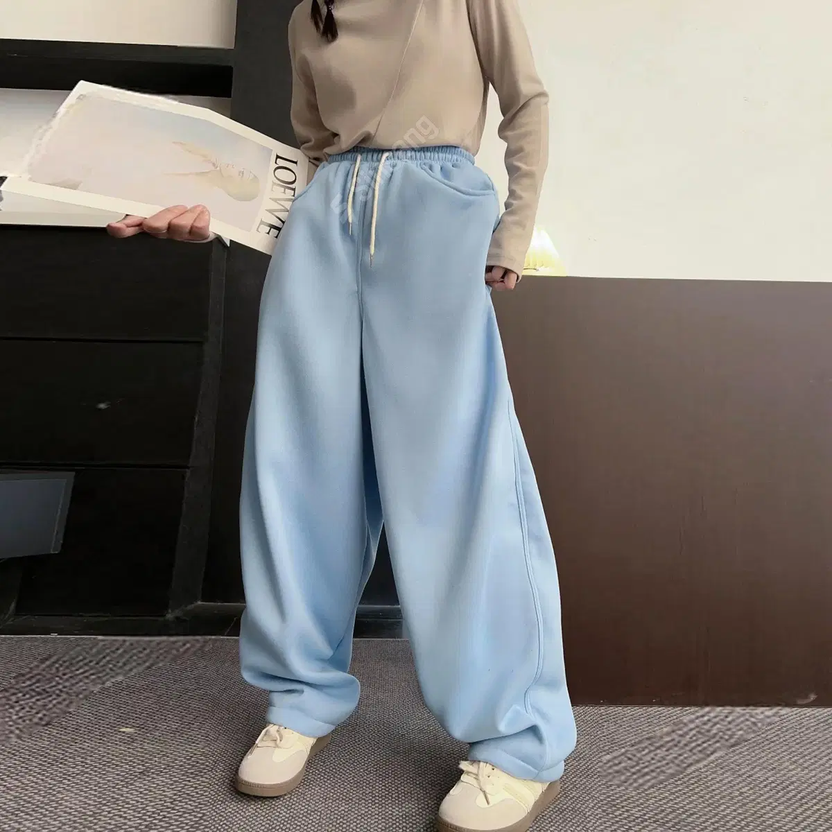 [Kimoballoon Wide-Pocket Pants] 2551. Back Mel Gray Black Brown Sora