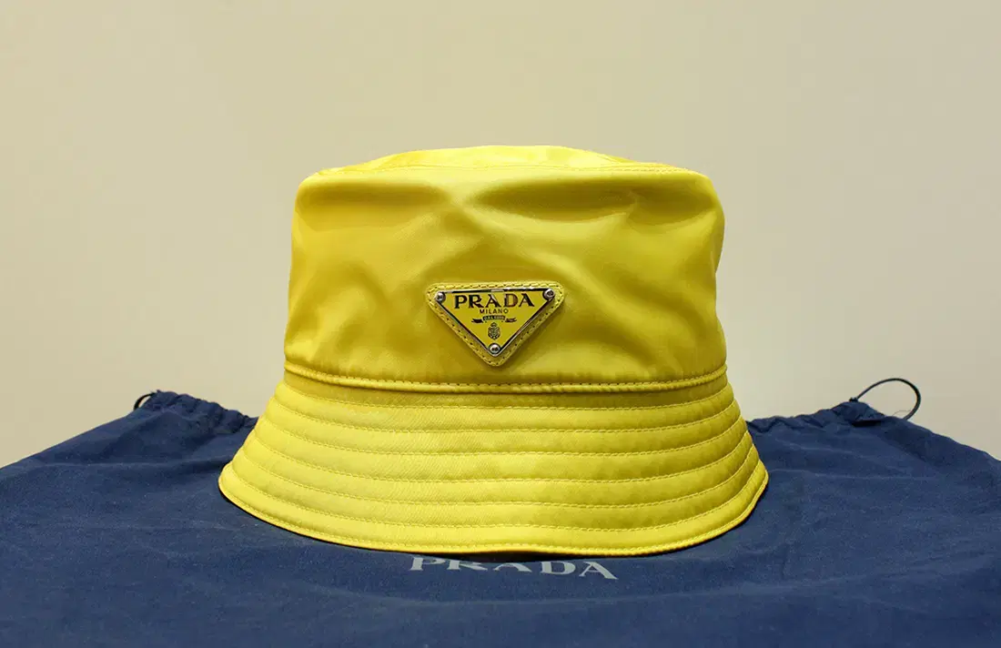 [Used] Prada Triangle Logo Rina Yellow Large Bucket Hat 2HC137