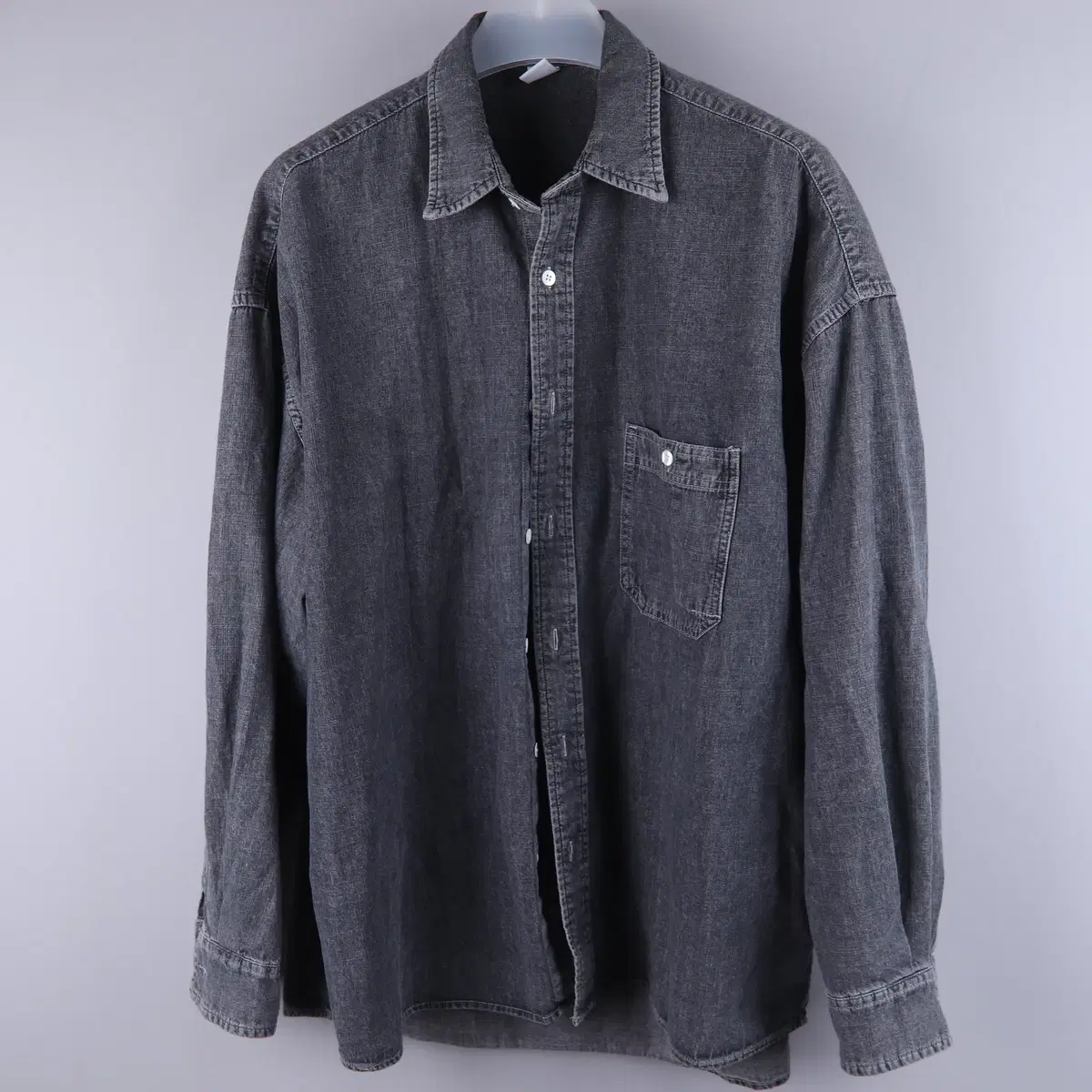 Partimento Oversized Stone-Washed Denim Shirt Black (XL)