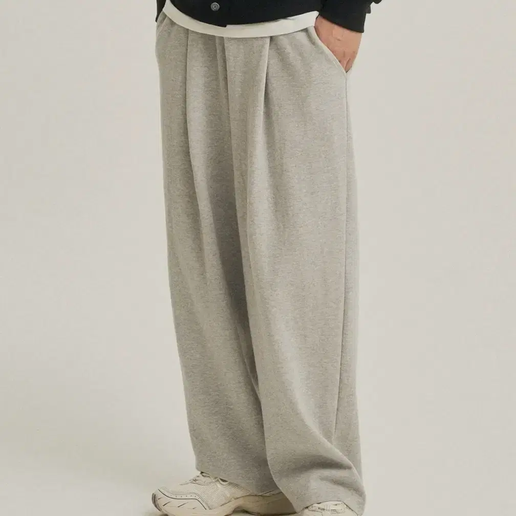 제로 Deep One Tuck Sweat Pants [Grey] wide