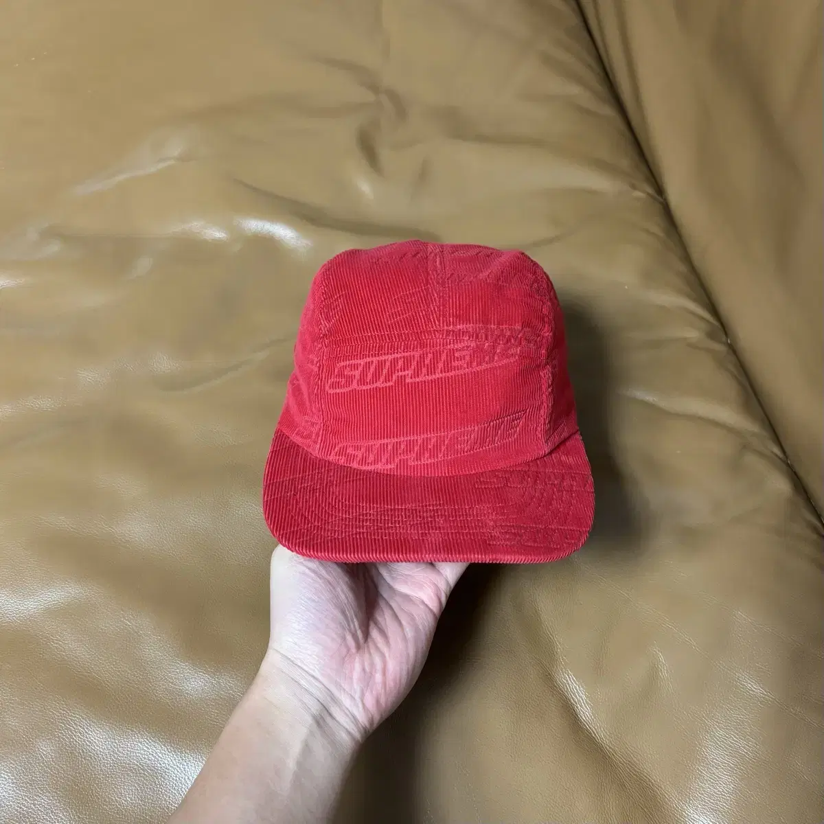 Supreme 슈프림 캠프캡 모자 (Jacquard Logo Red)