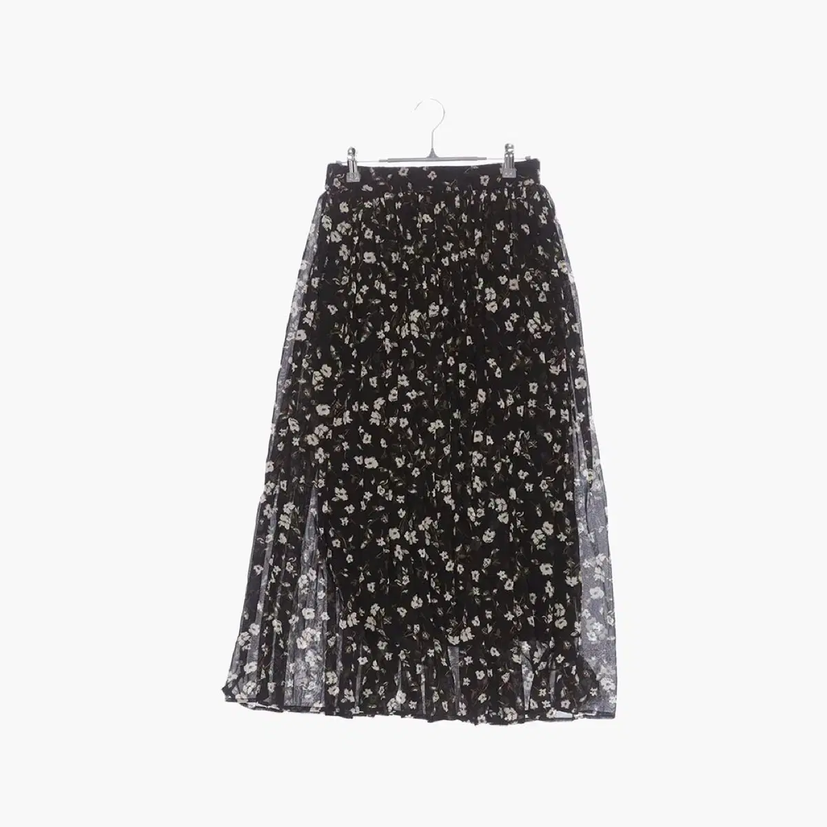 [L 23-inch] GLOBAL WORK Flower Long Skirt with Banding