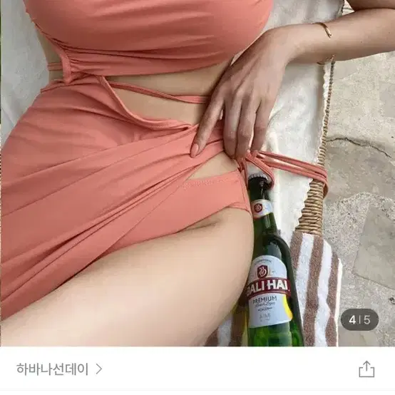 하바나선데이 셔링 언발 트임 모노키니 비키니 수영복 리본 유교걸