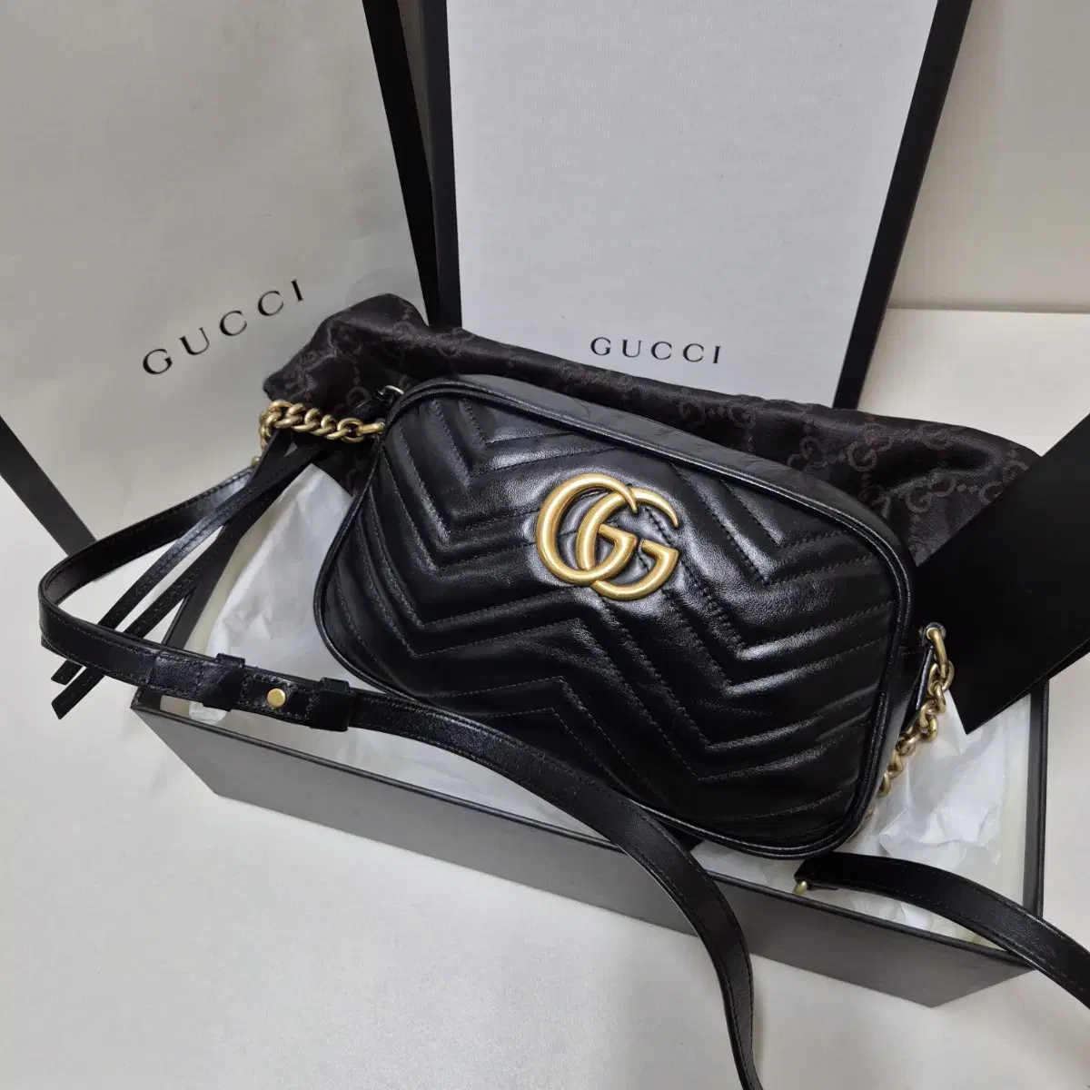 GUCCI Genuine GG Marmont Matelasse Small Crossbody Bag