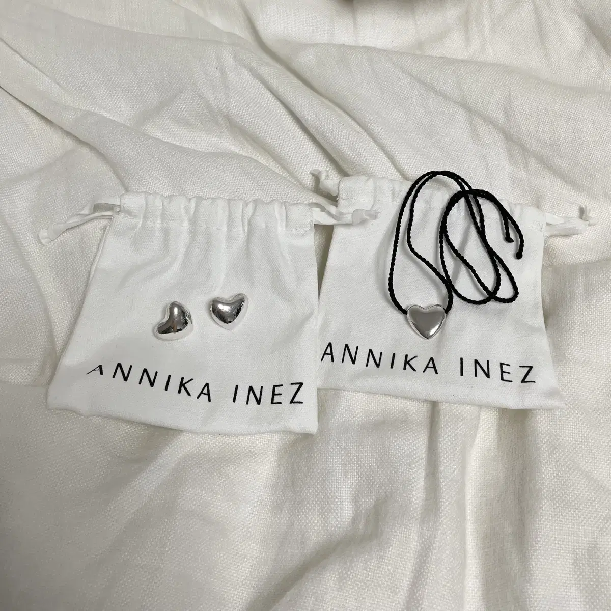 아니카 이네즈 Annika Inez 하트 네크리스 실버 스몰 목걸이