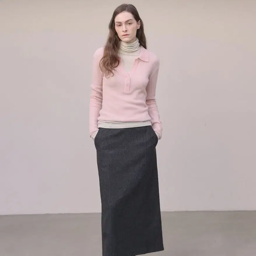 아우로 울 슬릿 스커트 wool slit skirt (챠콜 S)