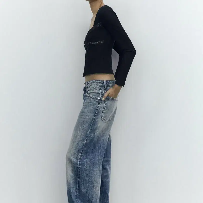 ZARA 자라 레이스 콤비 탑 블랙, 자라 레이스 티셔츠