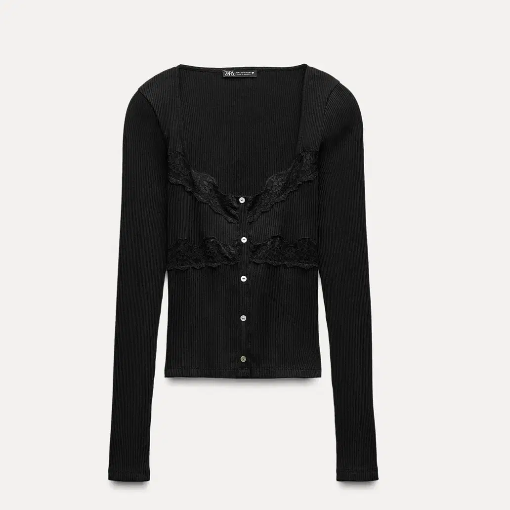 ZARA 자라 레이스 콤비 탑 블랙, 자라 레이스 티셔츠