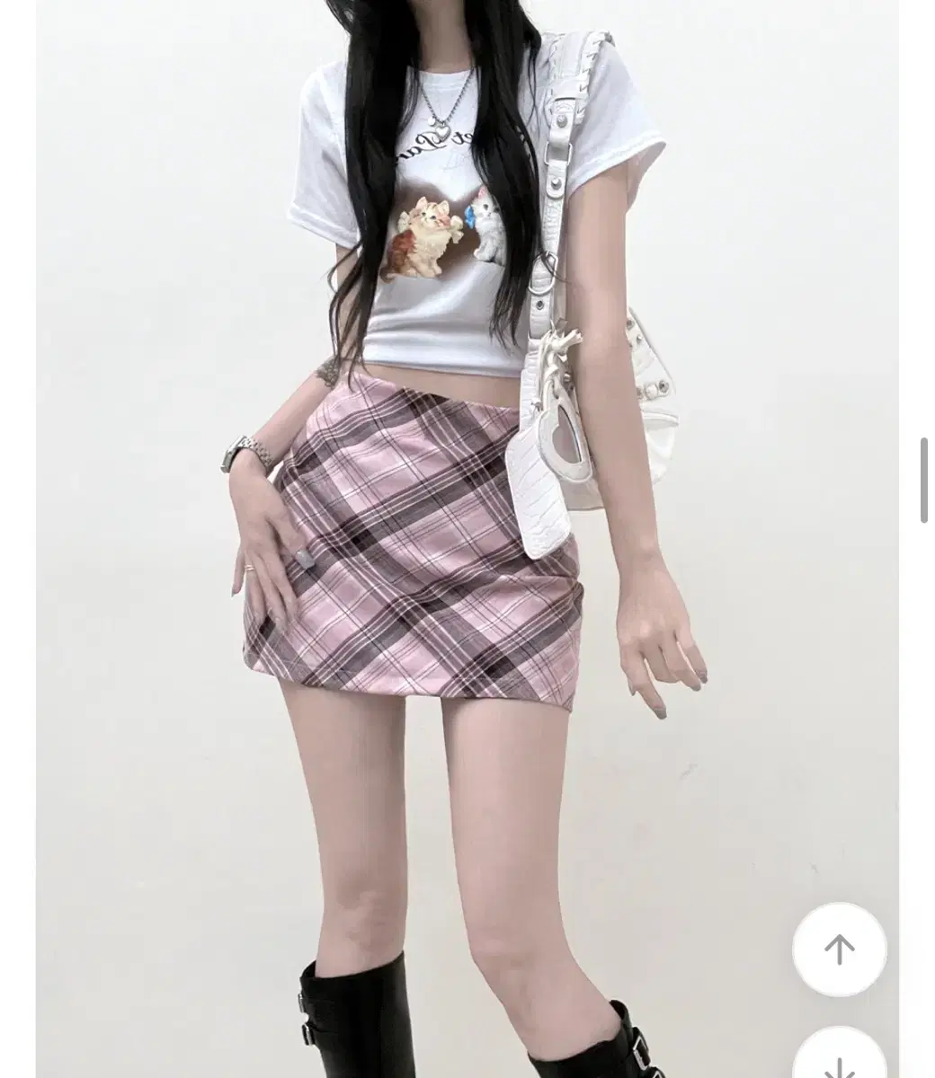 Pink check mini-skirt