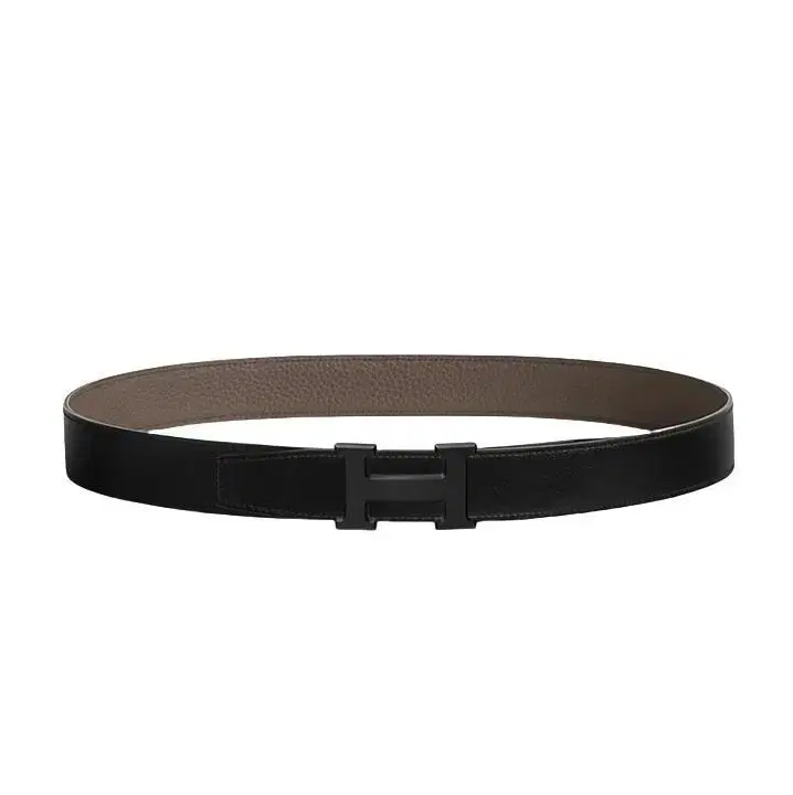 Hermès H Buckle Reversible Black Gray 32mm Black Matte Men's Leather