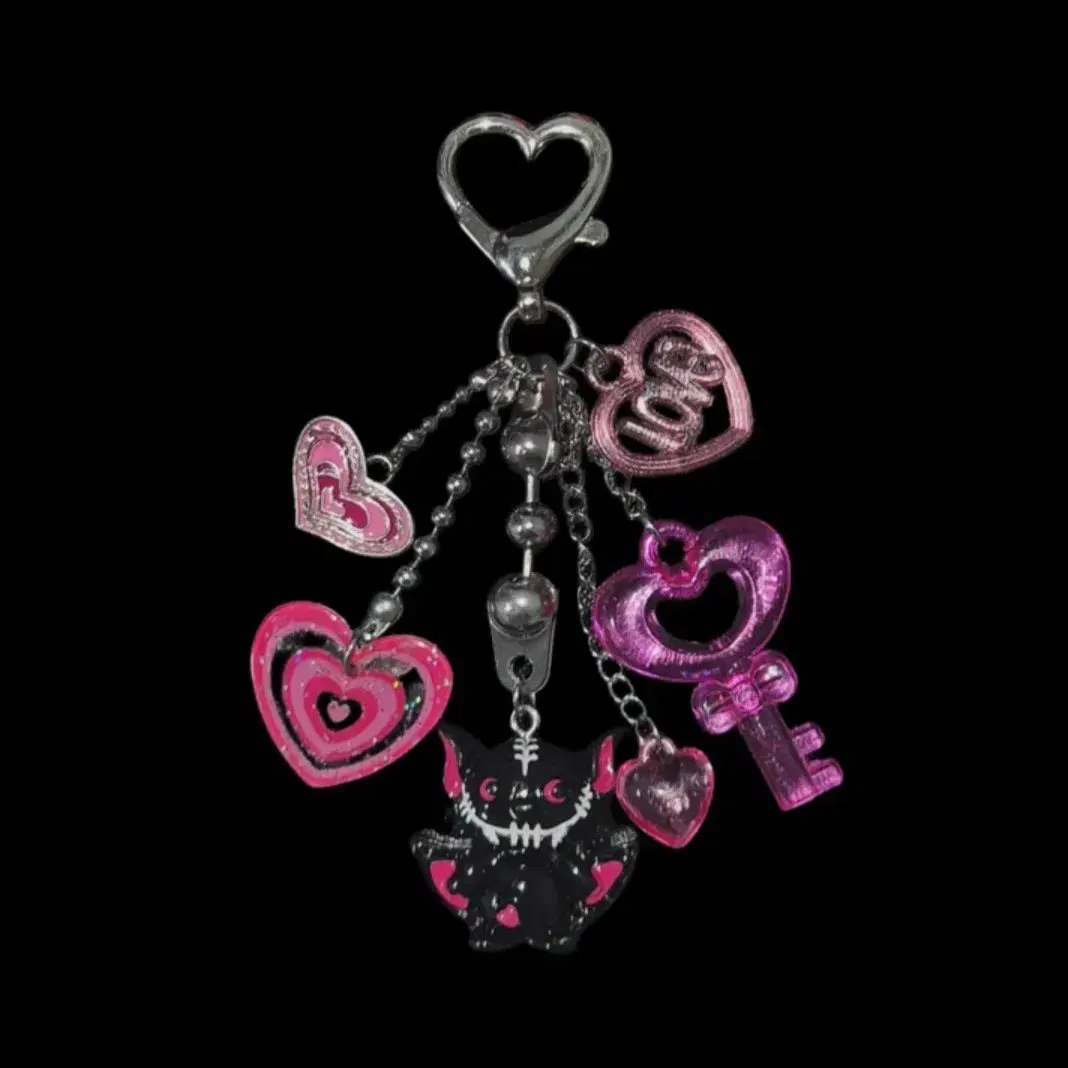 와이하트유알 heart devil cat keyring