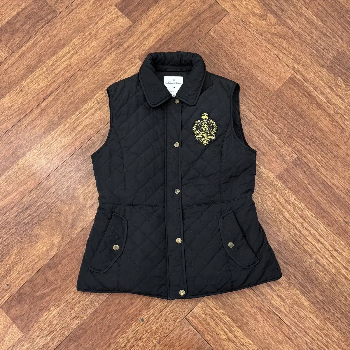 Women's 66 Brooks Brothers Black Quilted Goose Down Vest Jacket