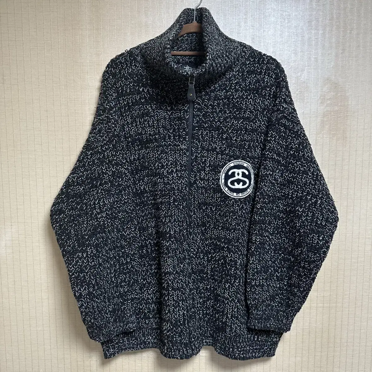 90s Old Vintage Stussy Boca Knit Zip-Up L Size