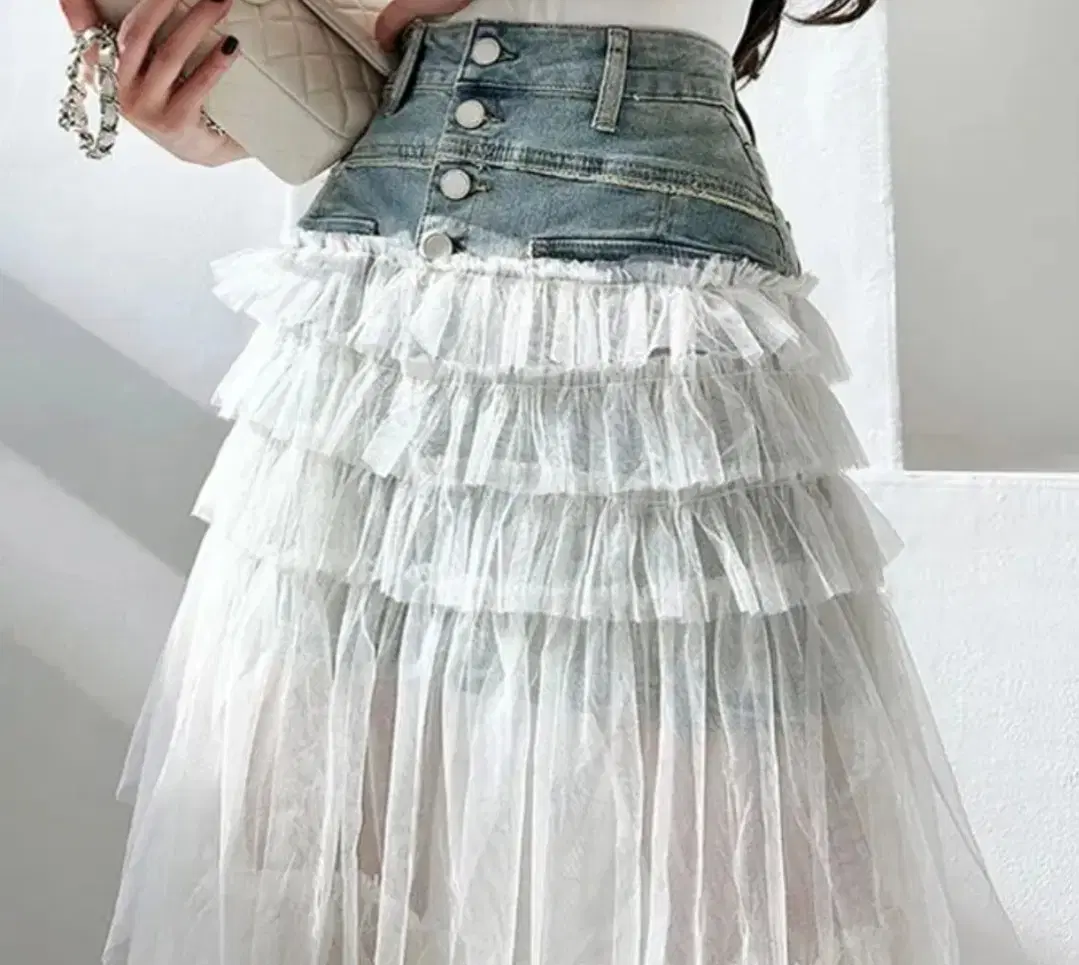 Idol K-pop Fashion Denim Cang-cang skirt Cheong-cheong skirt Mori Girl Hime-kagyu pair event