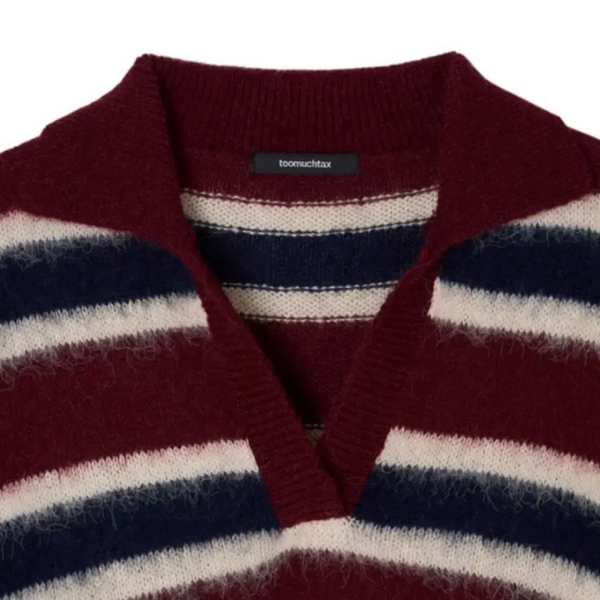 투머치택스 니트 STRIPED KNITTED LS POLO/MAROON