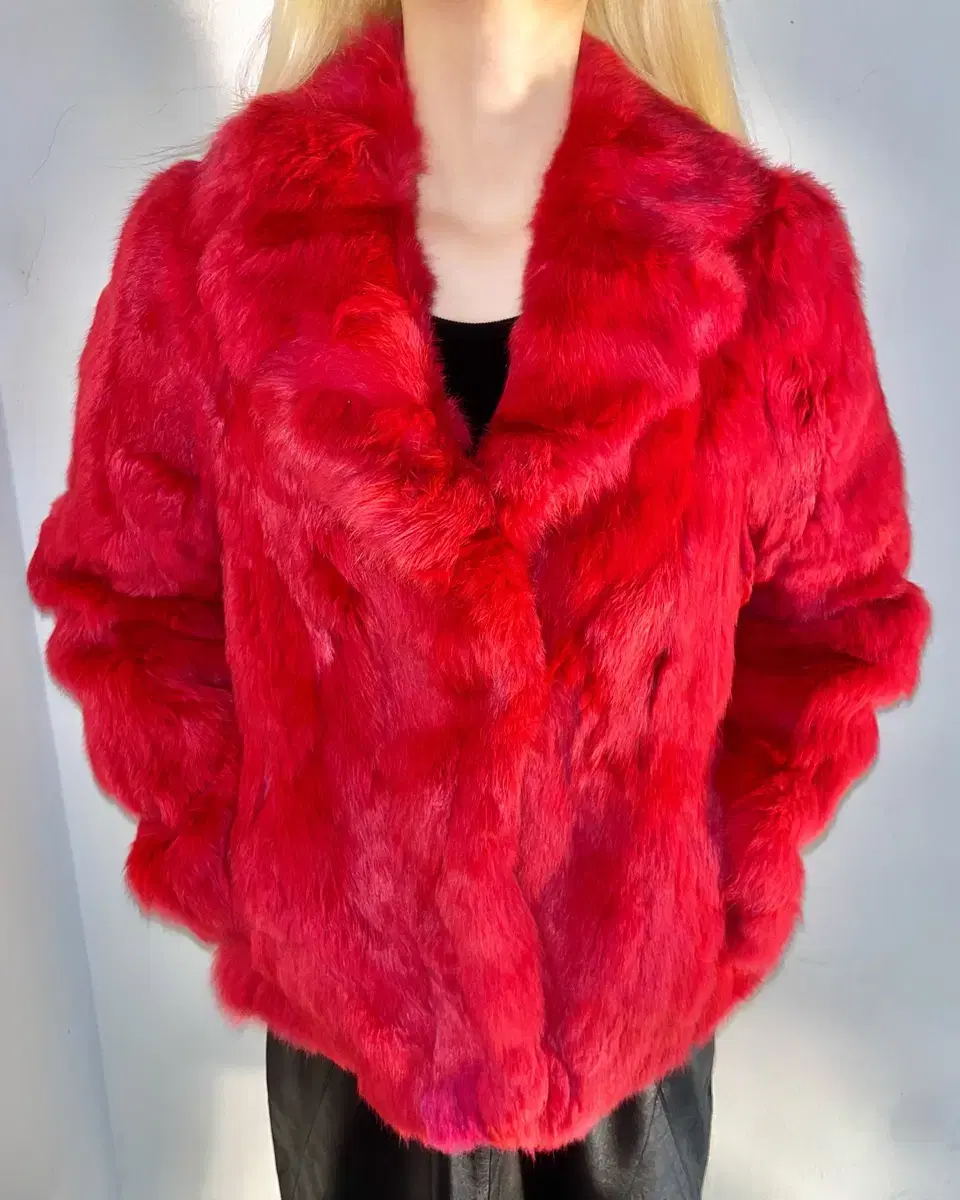 90s Vintage Real Fur Hot Pink Rabbit Fur Rabbit Fur Jacket