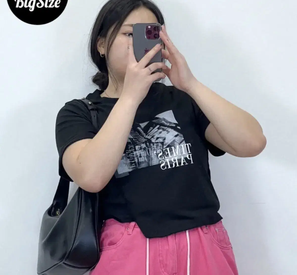 Ablee Big Size yeoreum Black Short-Sleeved T-Shirt Disposal Bonded Short-Sleeved T-Shirt Clothes Disposal