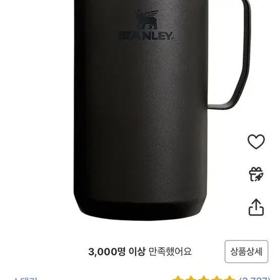 스탠리 클래식 진공 캠프 머그 텀블러, 블랙, 709ml, 1개