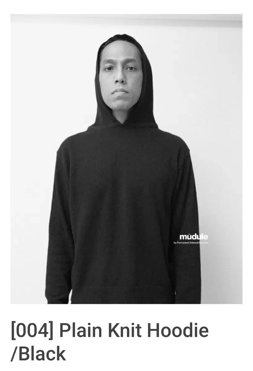 머듈 [004] Plain Knit Hoodie /Black