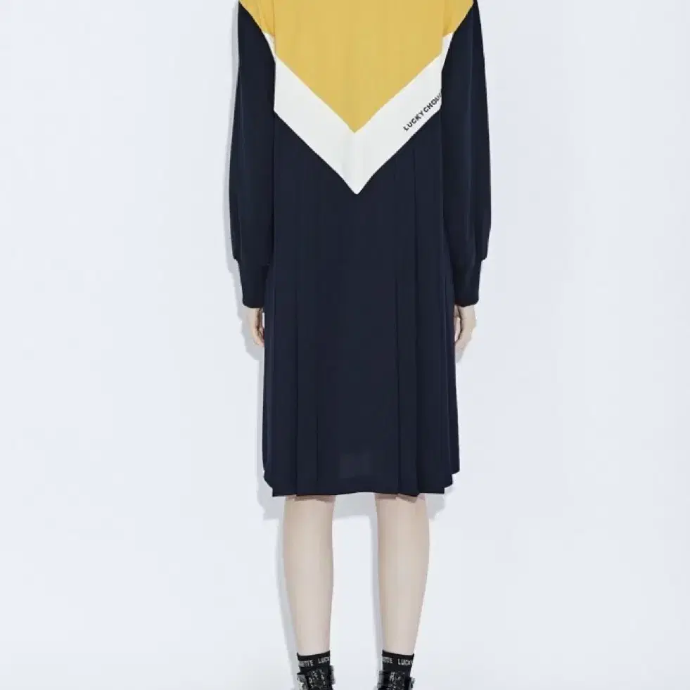 Jersey Mix Color Block Pleated Dress