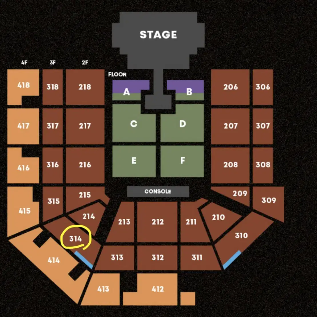 태양 콘서트 314구역 2연석