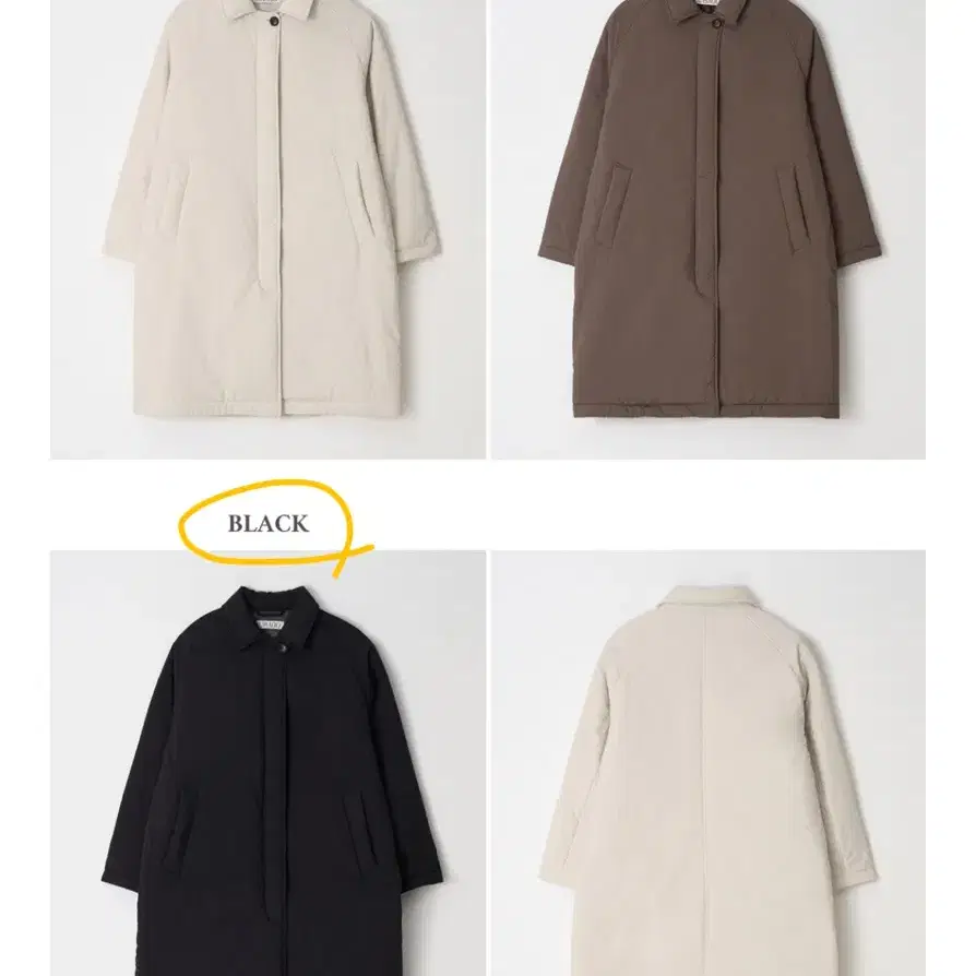 유라고 Raglan padded long coat 패딩 코트 Black