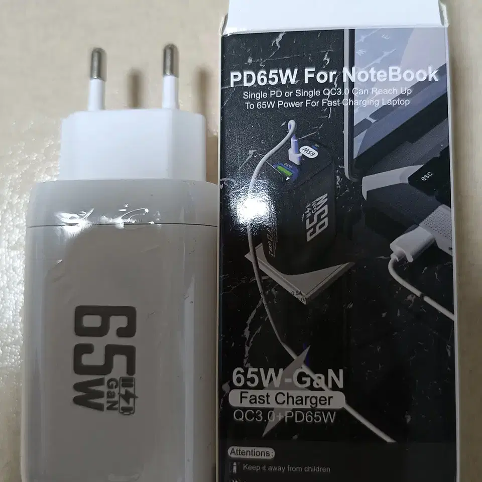 (새상품) 65W 고속 충전기 USB-C 듀얼 포트 어댑터