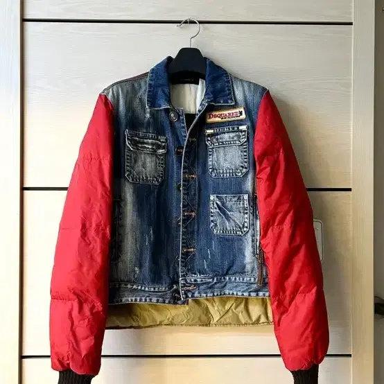 06fw Leather Denim Multicolor mix jacket