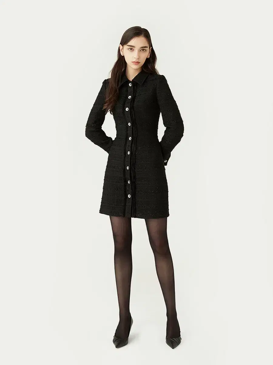 Lude Solid Black Tweed Mini ONEPIECE