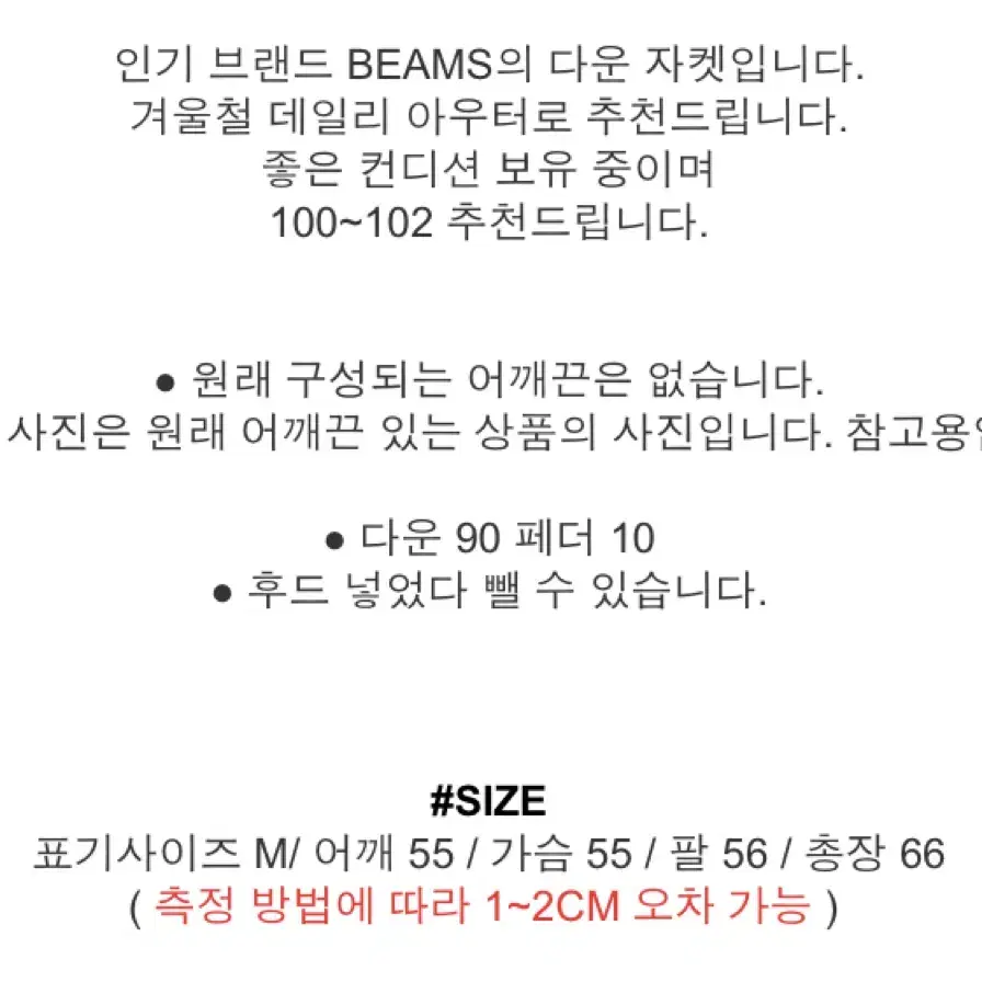 BEAMS패딩m 현시기 절정