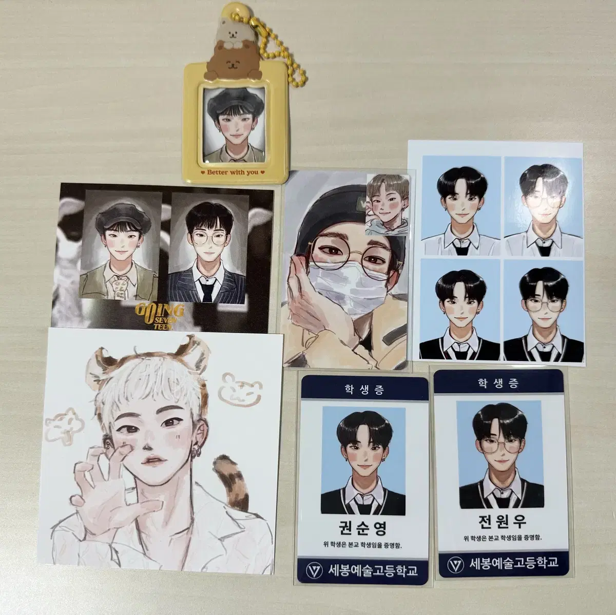 할인))세븐틴 권전 호시 원우 팬아트 굿즈 프박 포카 포토카드 증사 학생