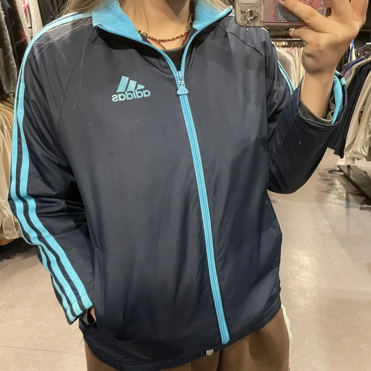 (398) ADIDAS 아디다스 빈티지 트랙 배색 져지 네이비 블랙 블루