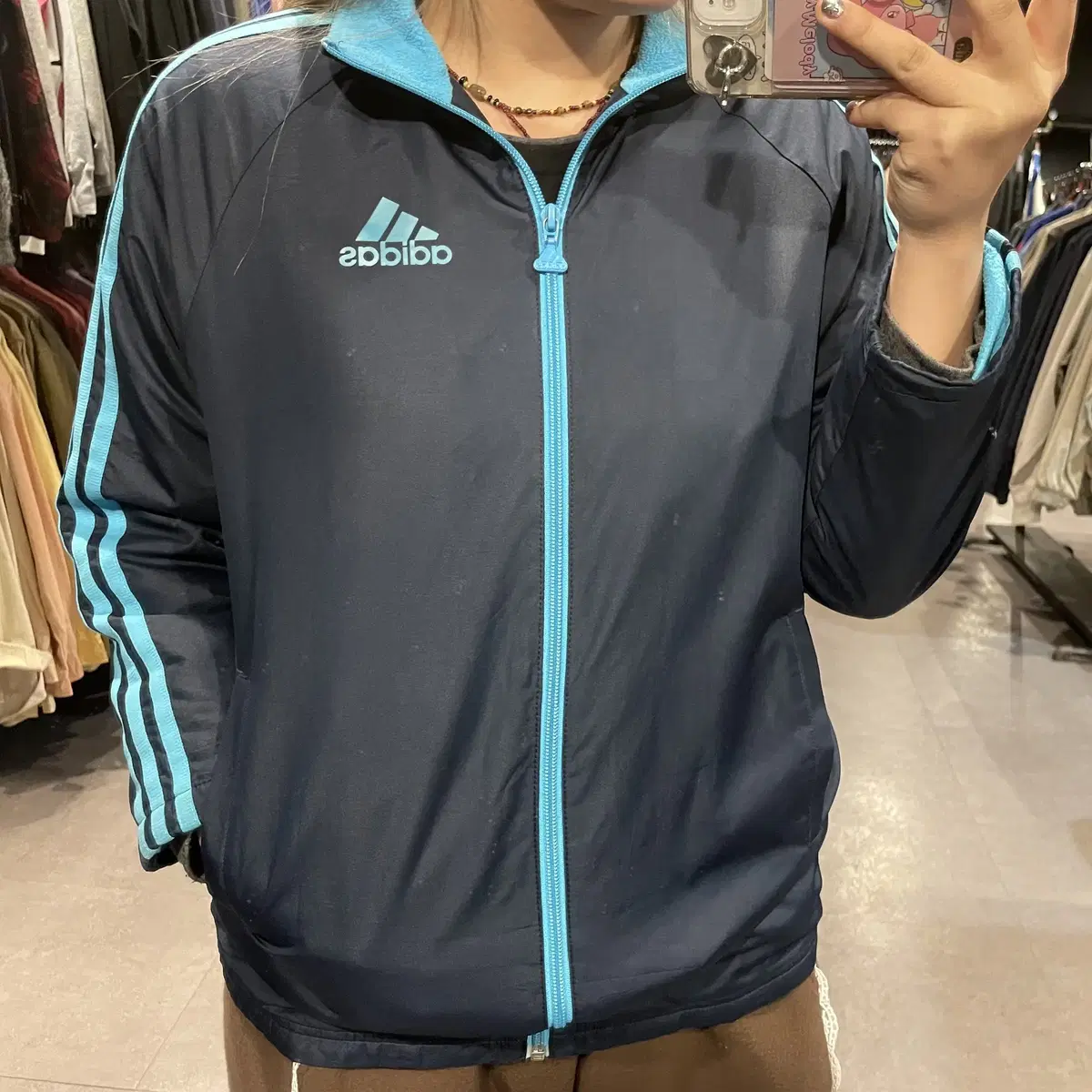 (398) ADIDAS 아디다스 빈티지 트랙 배색 져지 네이비 블랙 블루