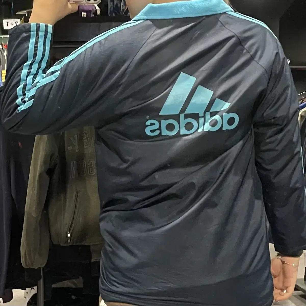 (398) ADIDAS 아디다스 빈티지 트랙 배색 져지 네이비 블랙 블루