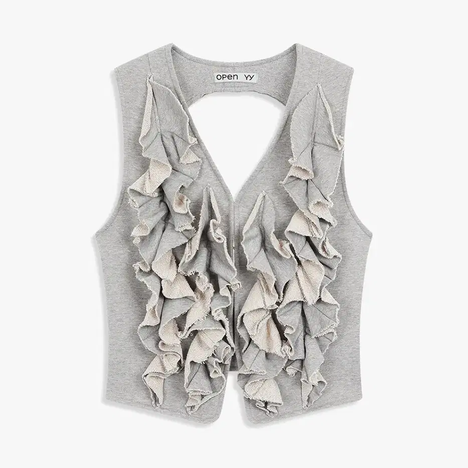 오픈와이와이 OPEN YY Jersey Frill Vest - Gray