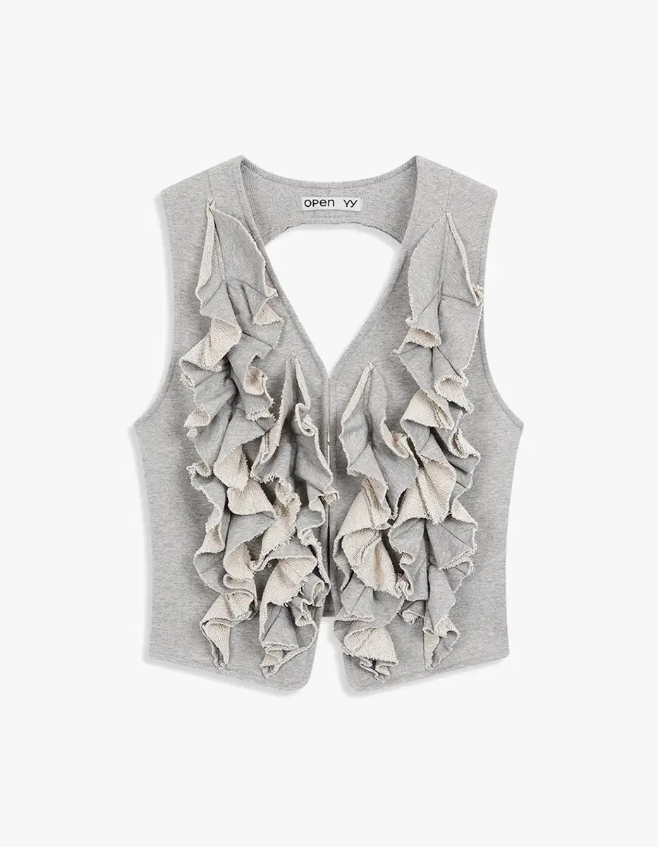 오픈와이와이 OPEN YY Jersey Frill Vest - Gray