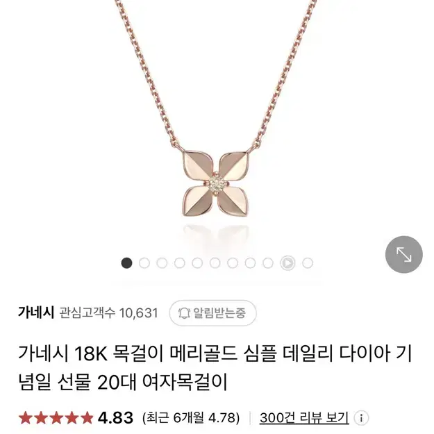 [미사용/새상품] GANESHI 목걸이 18K 로즈골드 천연다이아