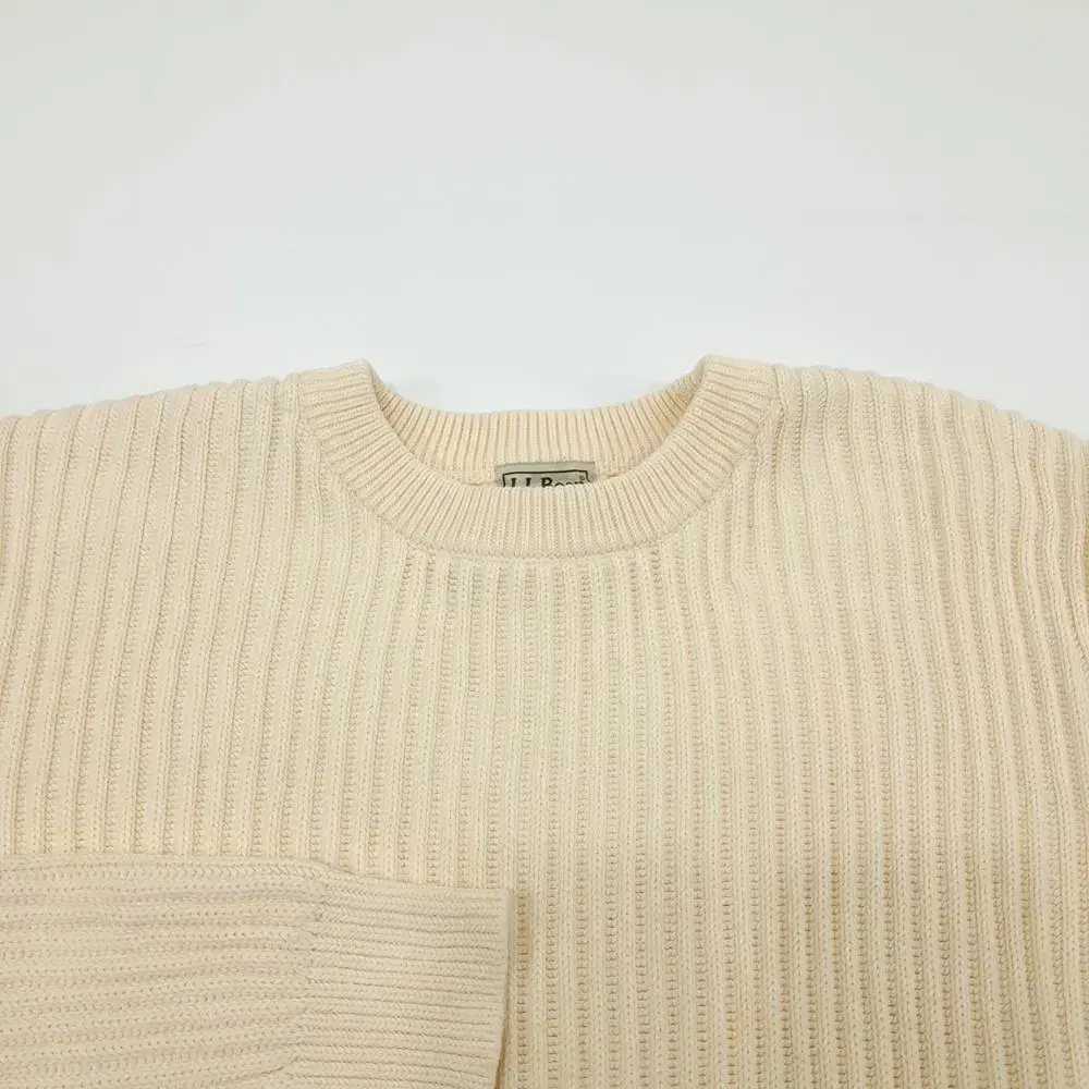 (CS766)XL 엘엘빈 아이보리 리브드 라운드 니트 스웨터knit