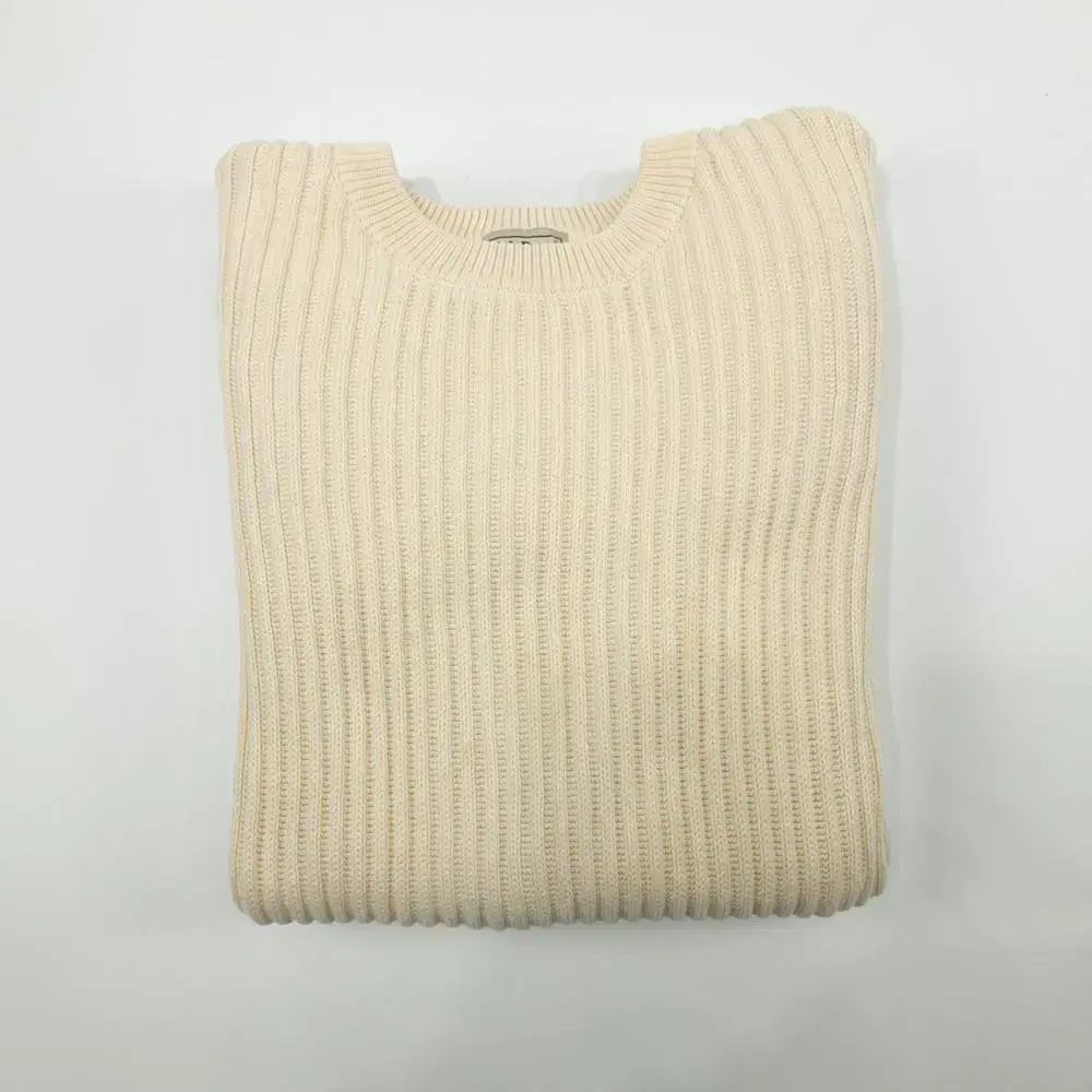 (CS766)XL 엘엘빈 아이보리 리브드 라운드 니트 스웨터knit