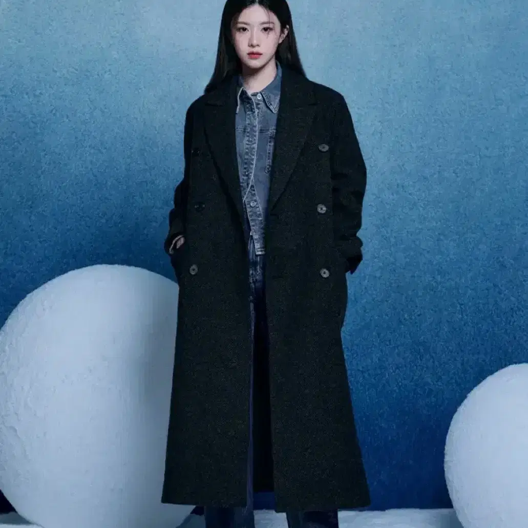 마리떼 DOUBLE BREASTED WOOL MAXI COAT 차콜