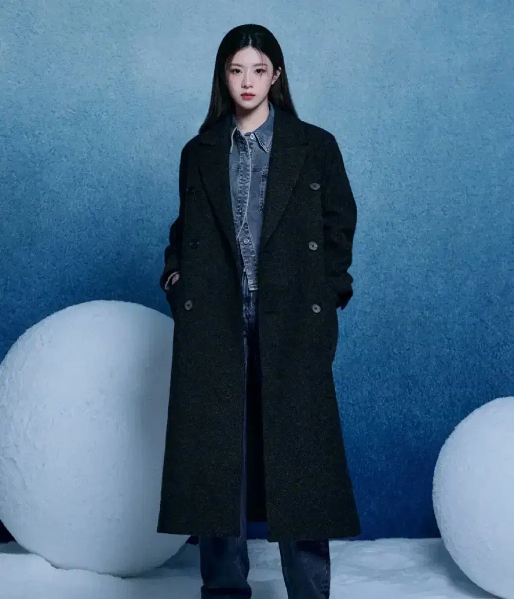 마리떼 DOUBLE BREASTED WOOL MAXI COAT 차콜