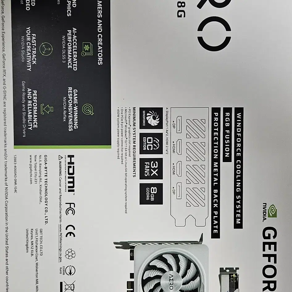 기가바이트 지포스 RTX 4060 AERO OC D6 8GB