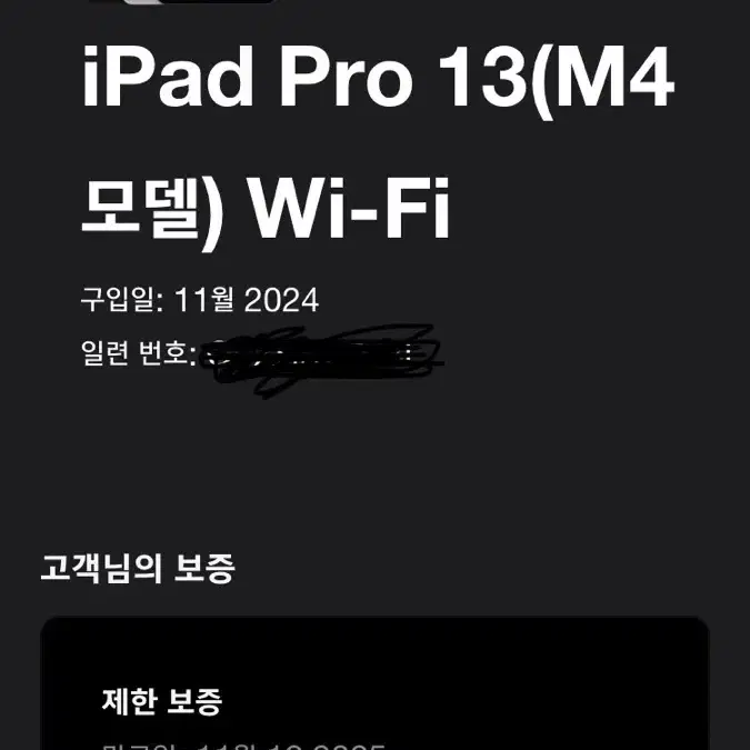 S급 ) 아이패드 프로 M4 13인치 256GB Wifi 스페이스 블랙