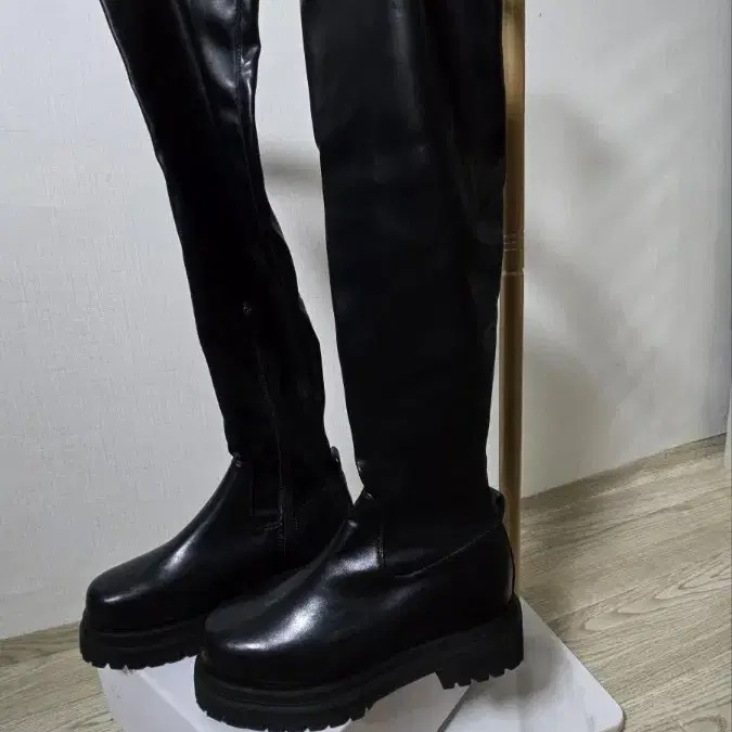 (새제품) 롱 부츠  PU 가죽 225~235Boots Leather