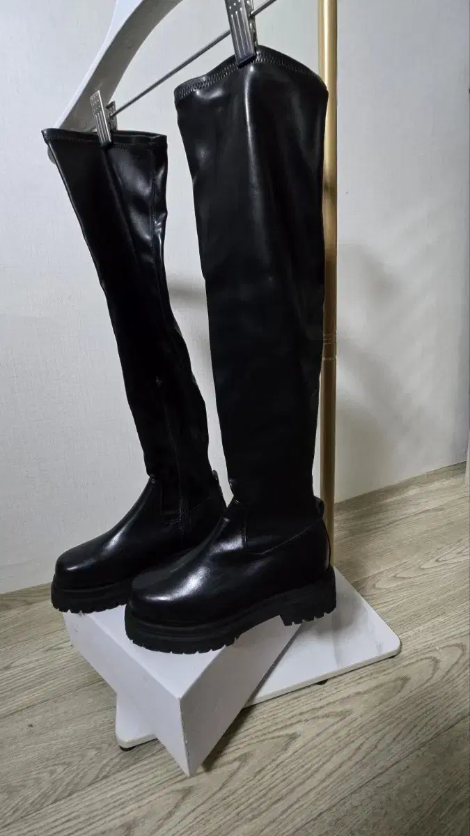 (새제품) 롱 부츠  PU 가죽 225~235Boots Leather