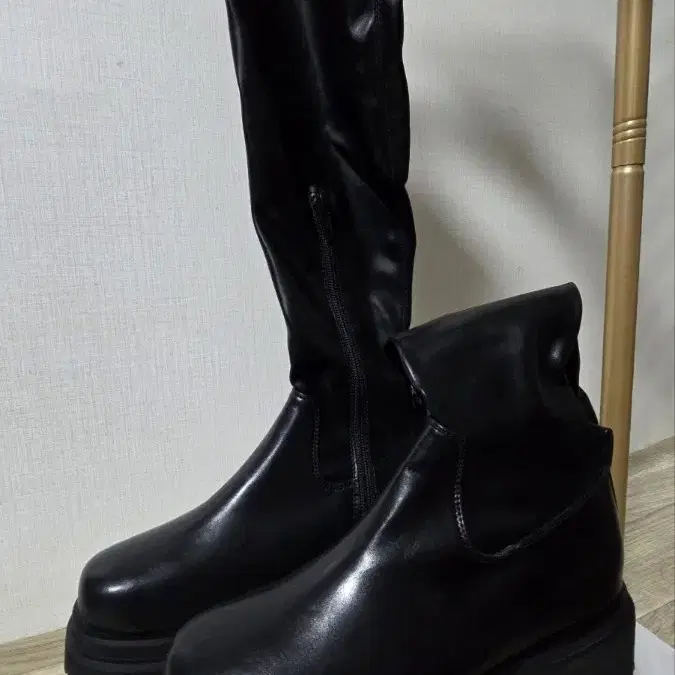 (새제품) 롱 부츠  PU 가죽 225~235Boots Leather