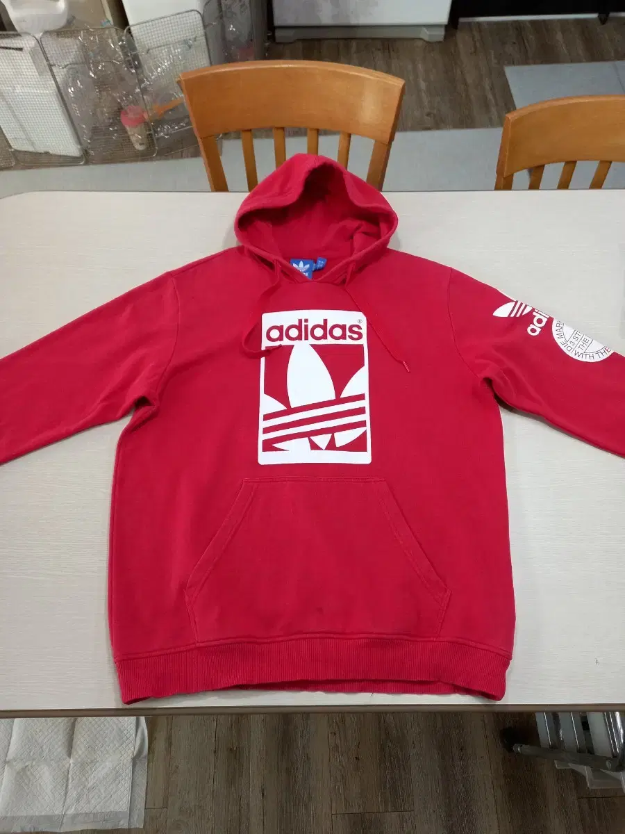 XL105 adidas 기모 후드티 레드 XL-380