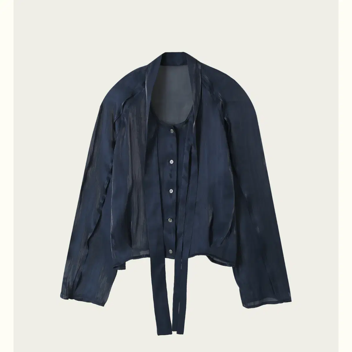 (새상품) 리본빛 Camile Tied Blouse - Navy